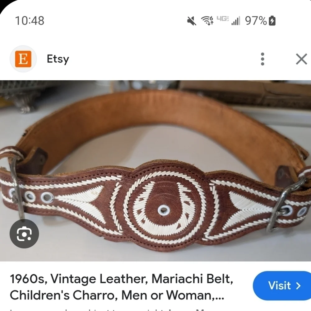 Women's Handcrafted Brown and Cream Woven Leather Belt